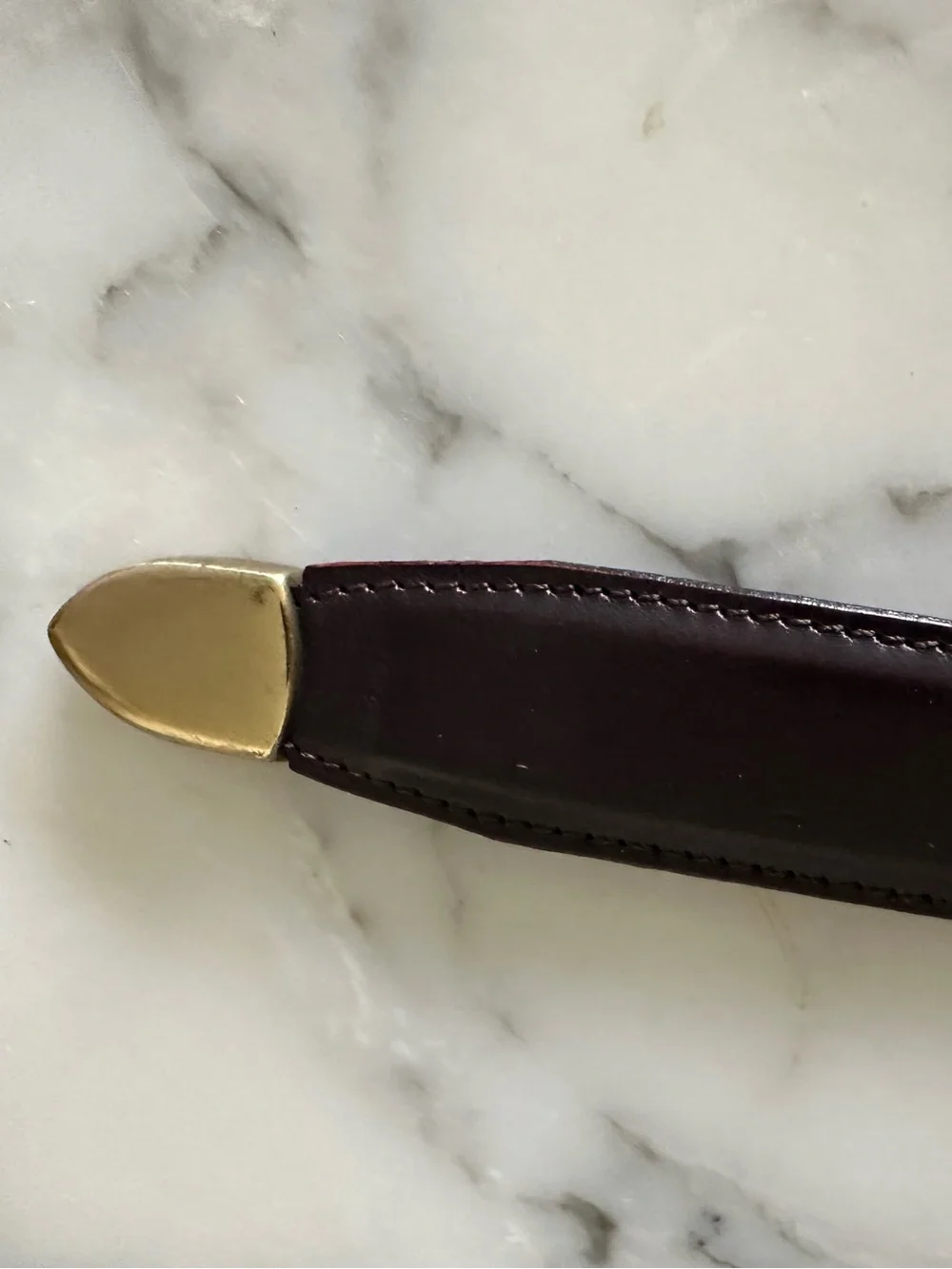 Jos A Bank Men's Belt Genuine Brown Leather W/Gold Buckle Handcrafted in Italy
